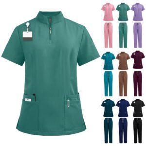 Zipper Top & Pants Medical Scrub Set – Available in Multiple Colors