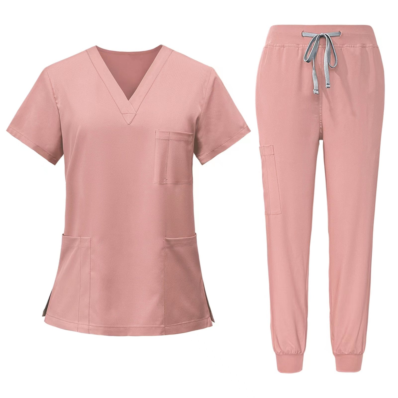Classic V-Neck Top & Jogger Scrub Pants Set – Available in Multiple Colors - Image 2