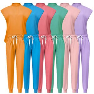 Medical Scrub Set – Classic Top with Elastic Waist Jogger Pants