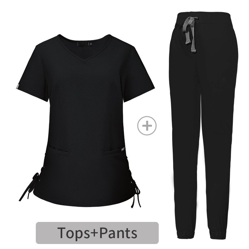 Elegant Women's Medical Scrub Set with Side Tie Design - Image 4