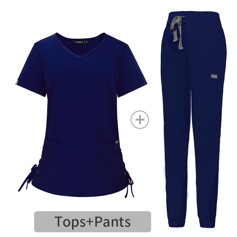 Elegant Women's Medical Scrub Set with Side Tie Design - Image 5