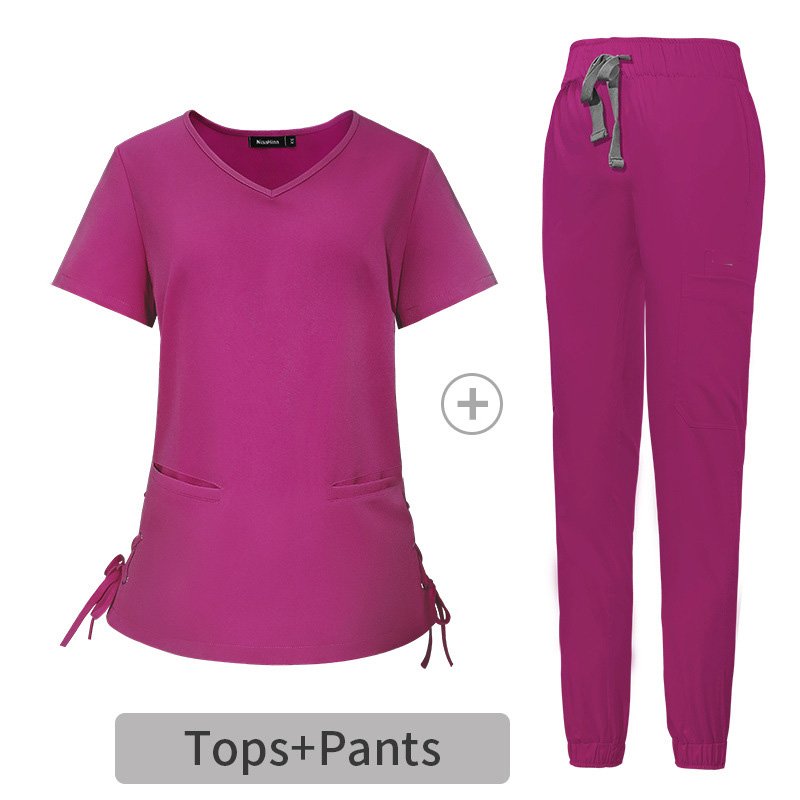 Elegant Women's Medical Scrub Set with Side Tie Design - Image 6