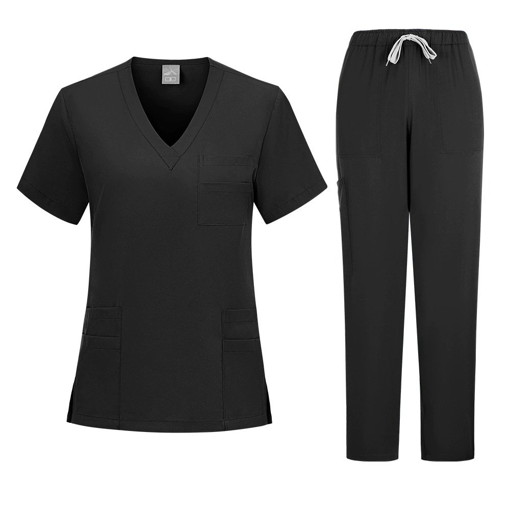 Professional Medical Uniform Set - Solid Color Top & Pants - Image 2