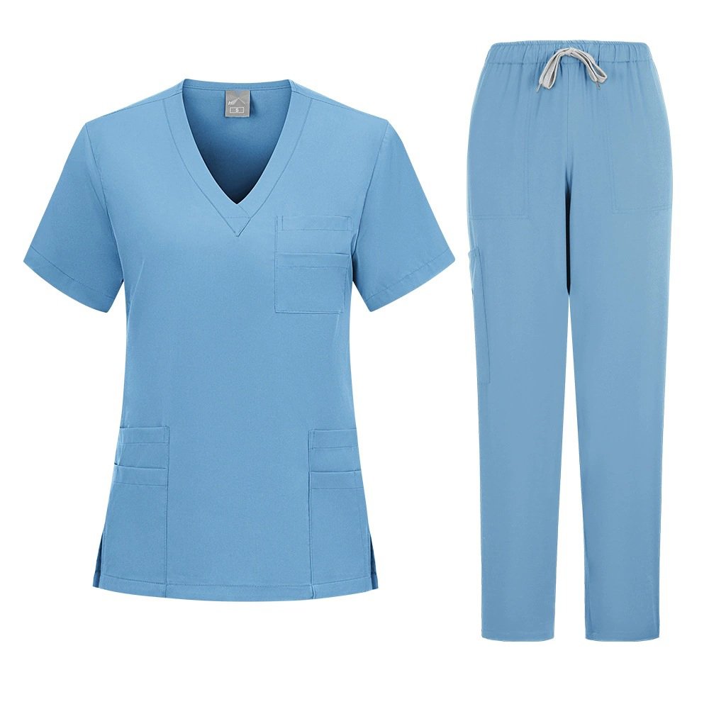 Professional Medical Uniform Set - Solid Color Top & Pants - Image 3