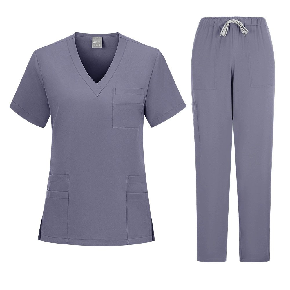Professional Medical Uniform Set - Solid Color Top & Pants - Image 5
