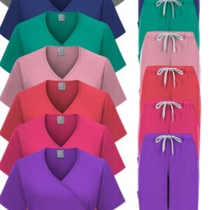 Women’s Crossover Medical Scrub Set – Stylish Design in Multiple Colors