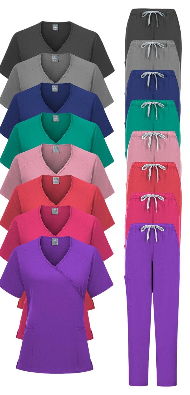 Women’s Crossover Medical Scrub Set – Stylish Design in Multiple Colors