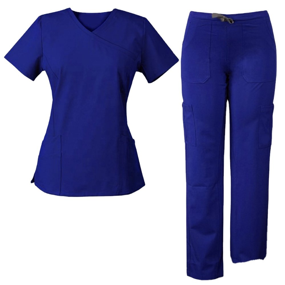 Classic Women’s Medical Scrub Set – Wrap Top with Multi-Pocket Pants