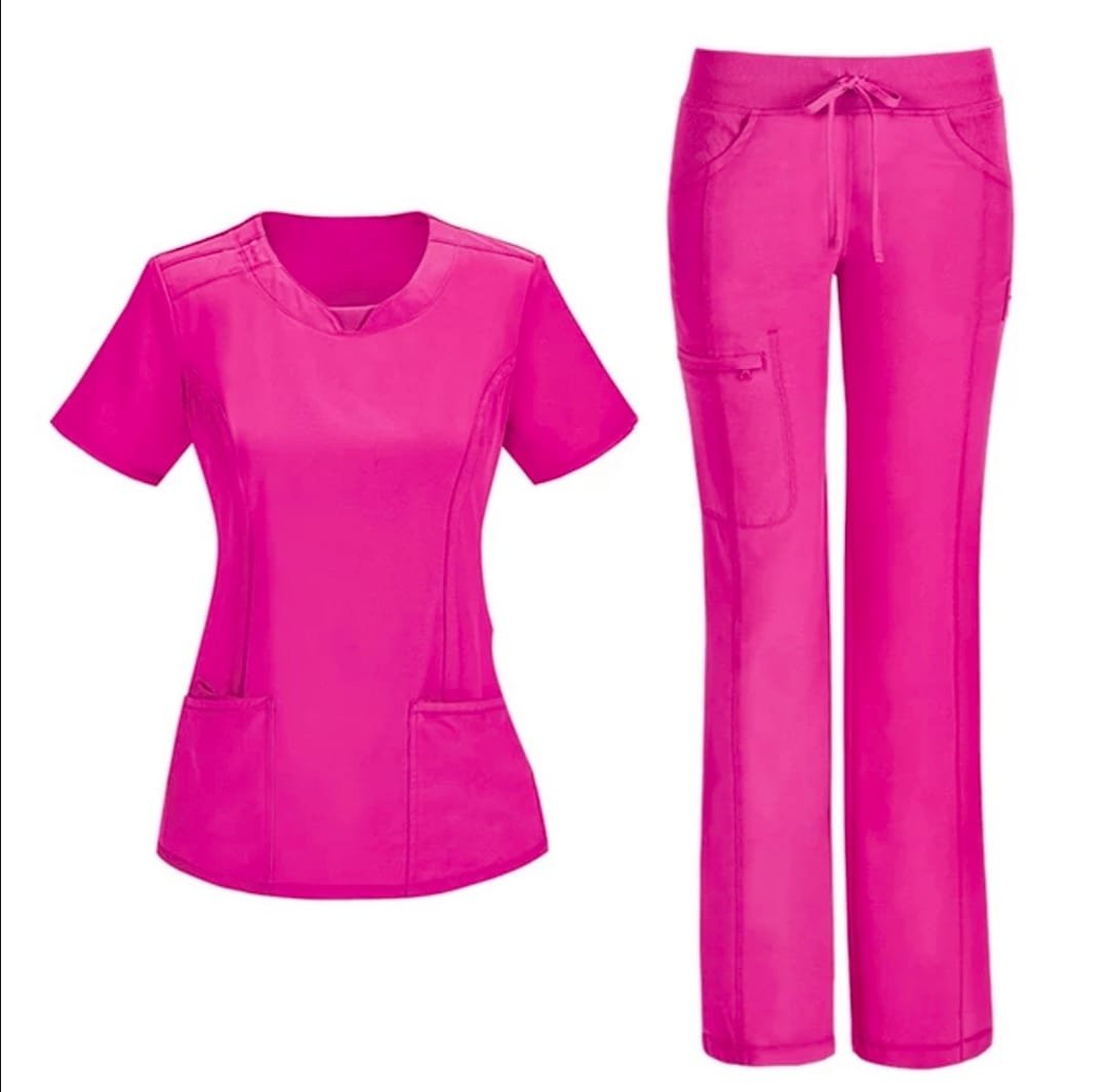 Classic Women’s Medical Scrub Set – Wrap Top with Multi-Pocket Pants - Image 2