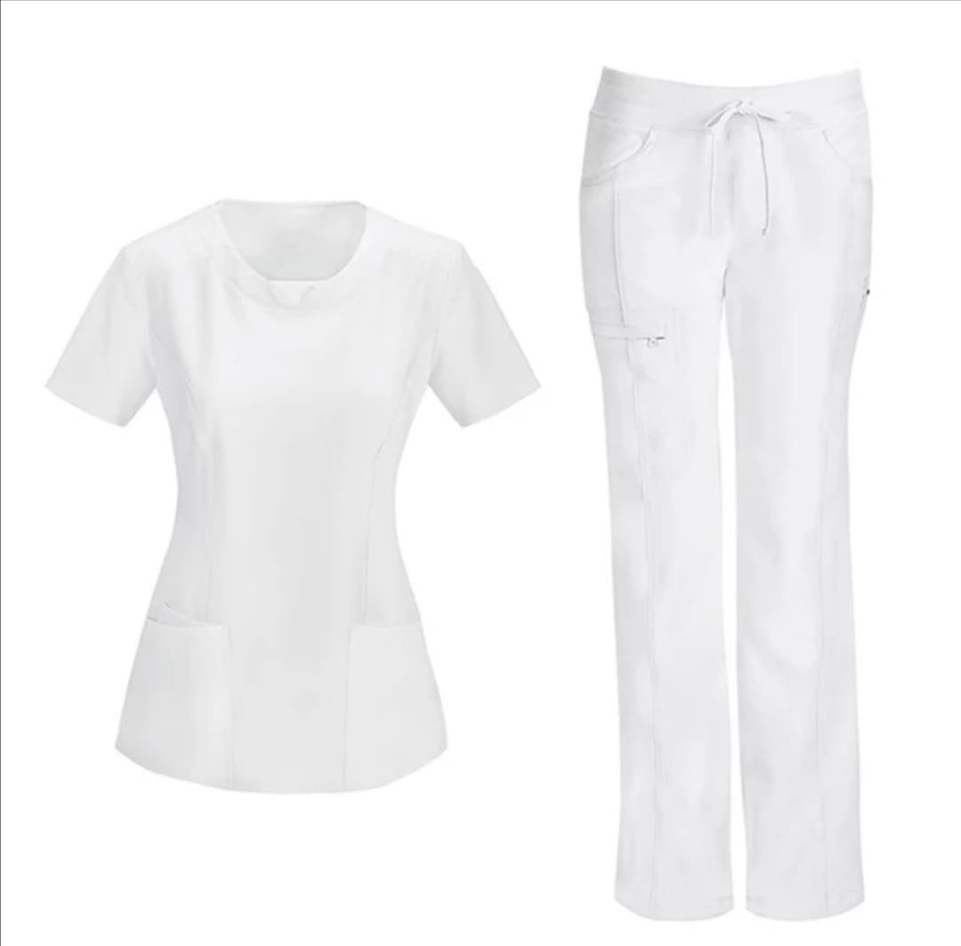 Classic Women’s Medical Scrub Set – Wrap Top with Multi-Pocket Pants - Image 3