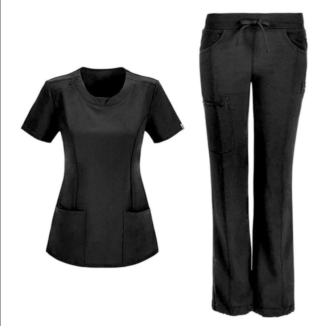 Classic Women’s Medical Scrub Set – Wrap Top with Multi-Pocket Pants - Image 4