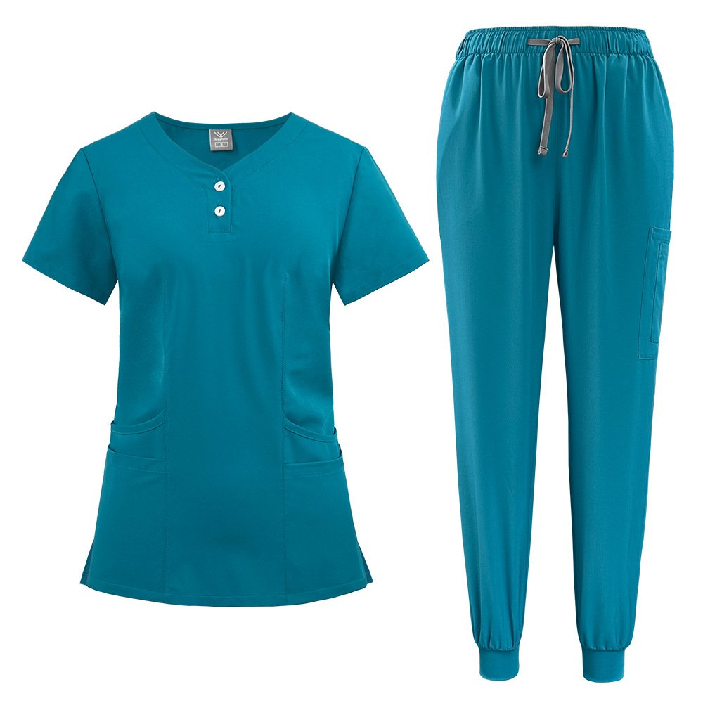Button-Front Medical Scrub Set – Vibrant Colors & Modern Jogger Style - Image 2