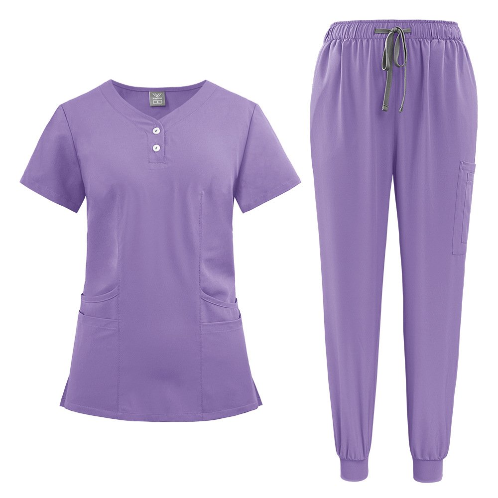 Button-Front Medical Scrub Set – Vibrant Colors & Modern Jogger Style - Image 3
