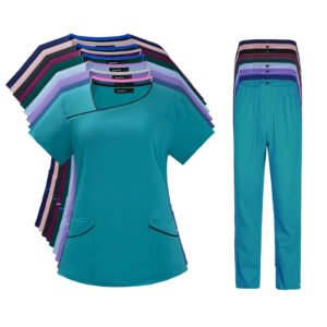 Asymmetrical Neckline Medical Scrub Set – Stylish and Comfortable in Multiple Colors