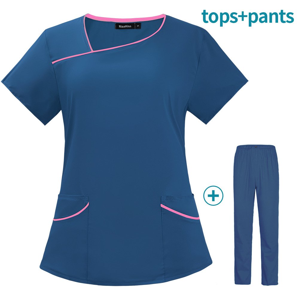 Asymmetrical Neckline Medical Scrub Set – Stylish and Comfortable in Multiple Colors - Image 3