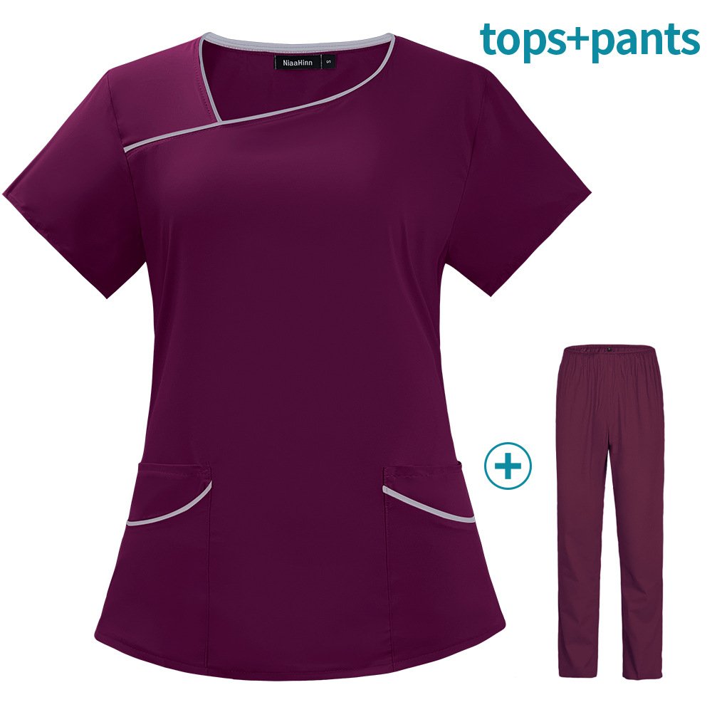 Asymmetrical Neckline Medical Scrub Set – Stylish and Comfortable in Multiple Colors - Image 4