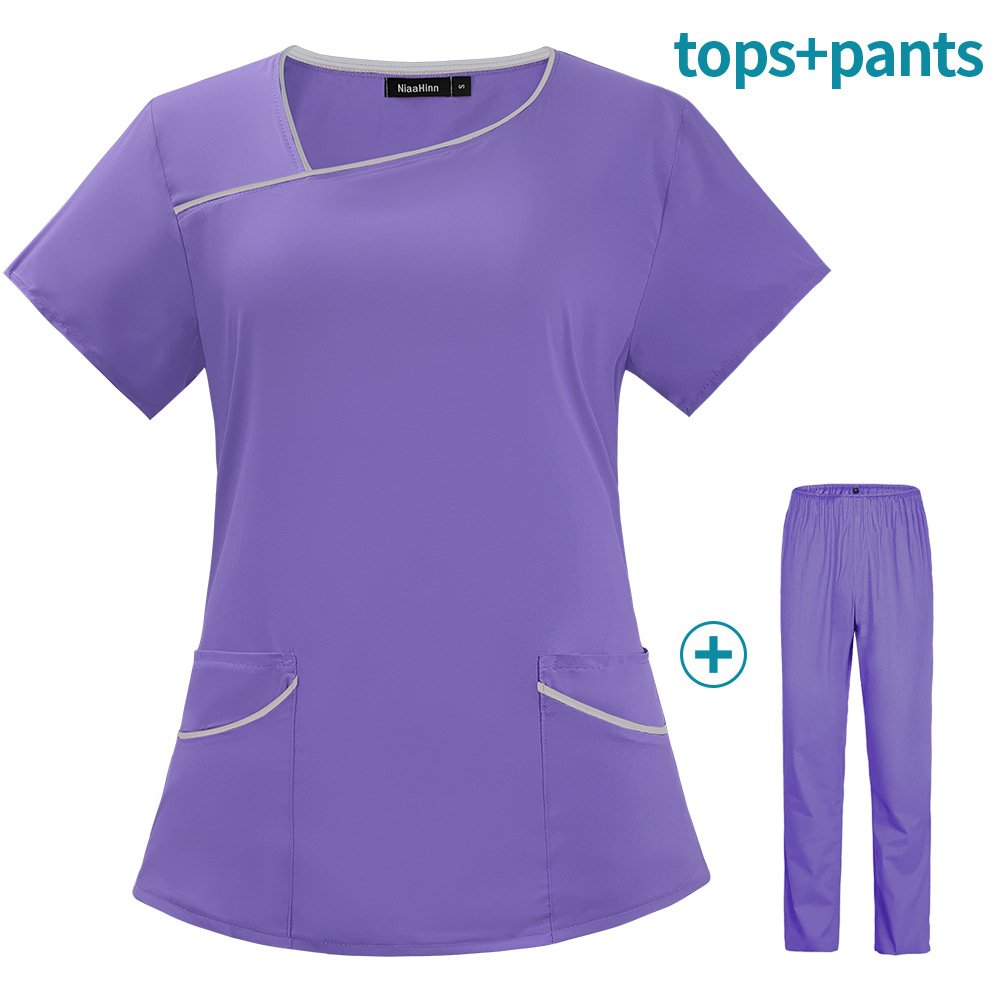 Asymmetrical Neckline Medical Scrub Set – Stylish and Comfortable in Multiple Colors - Image 6
