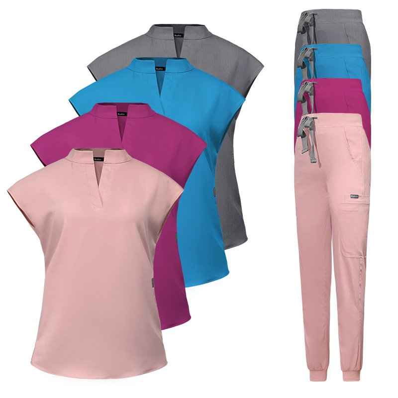 Sleeveless Medical Scrub Set with Stand Collar – Modern & Breathable in Stylish Colors