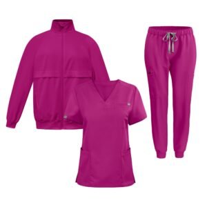 3-Piece Medical Scrub Set (Top + Pants + Jacket) – Multi-Color Options