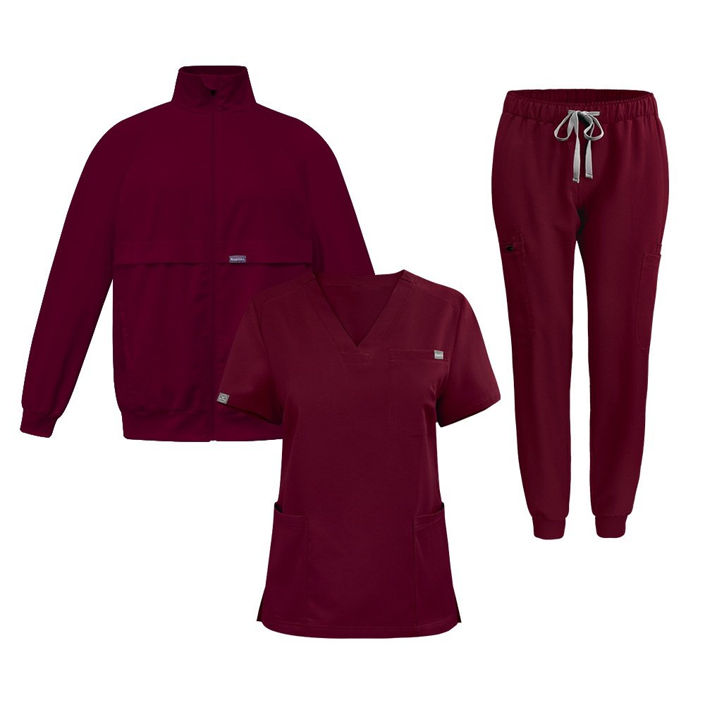 3-Piece Medical Scrub Set (Top + Pants + Jacket) – Multi-Color Options - Image 2