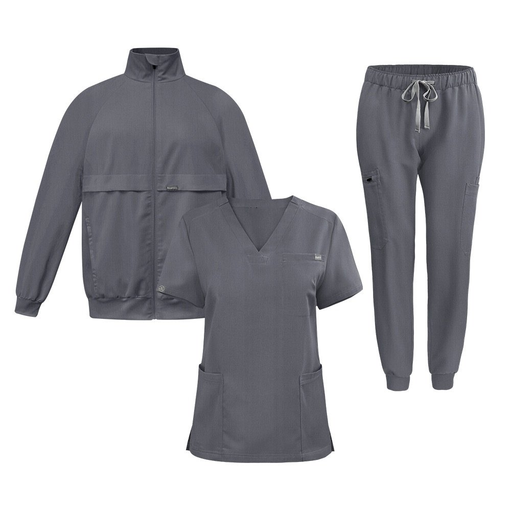3-Piece Medical Scrub Set (Top + Pants + Jacket) – Multi-Color Options - Image 3