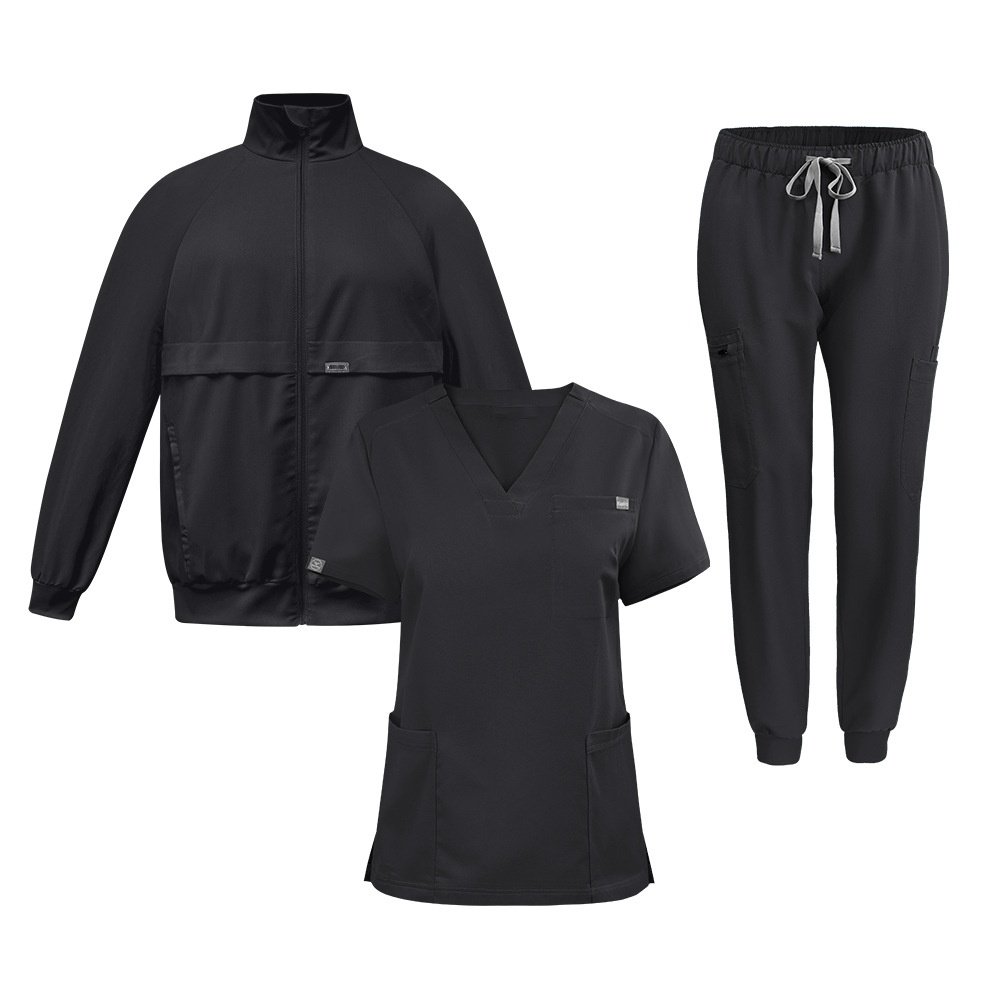 3-Piece Medical Scrub Set (Top + Pants + Jacket) – Multi-Color Options - Image 4